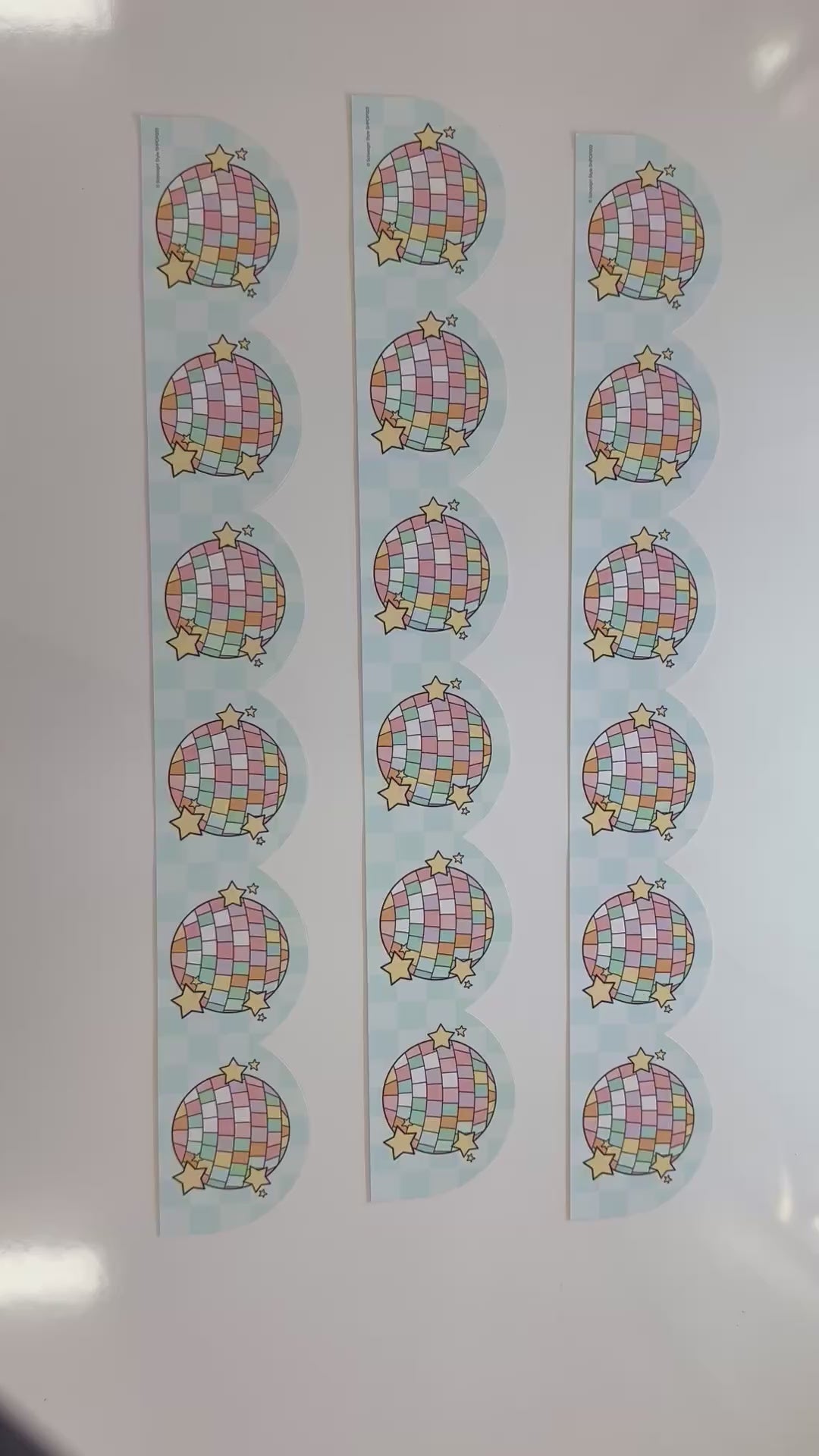 Pastel mirrorball disco ball with light blue checkered 