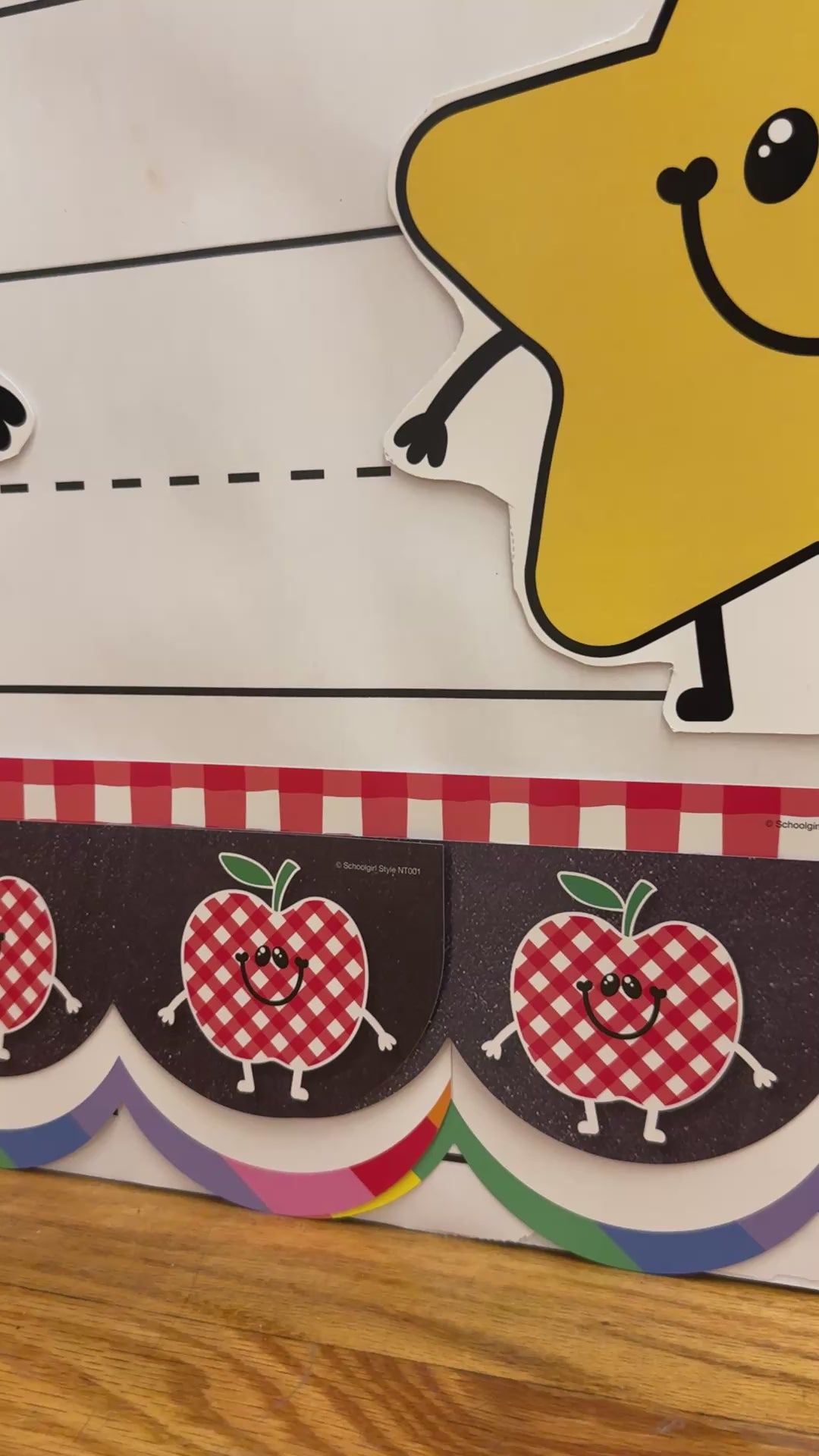 90s teacher red gingham apple border