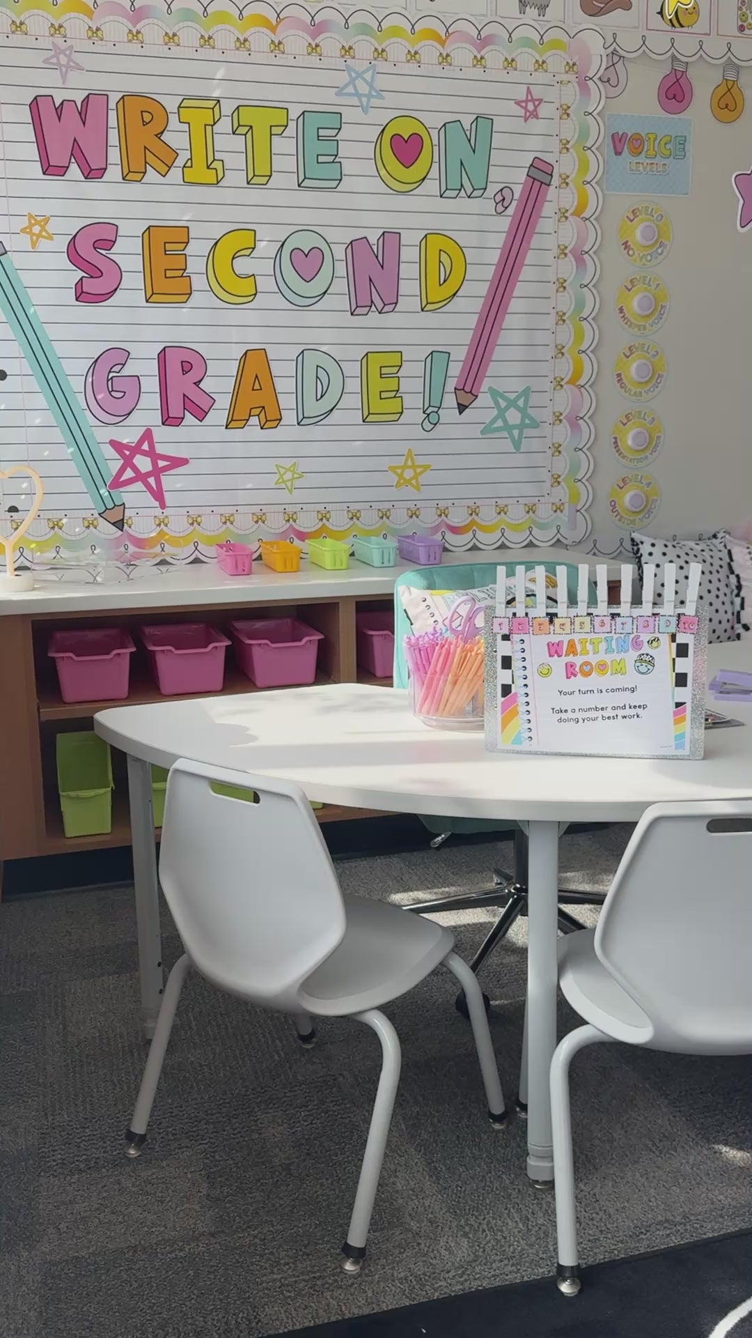 rainbow pastel teacher waiting room 