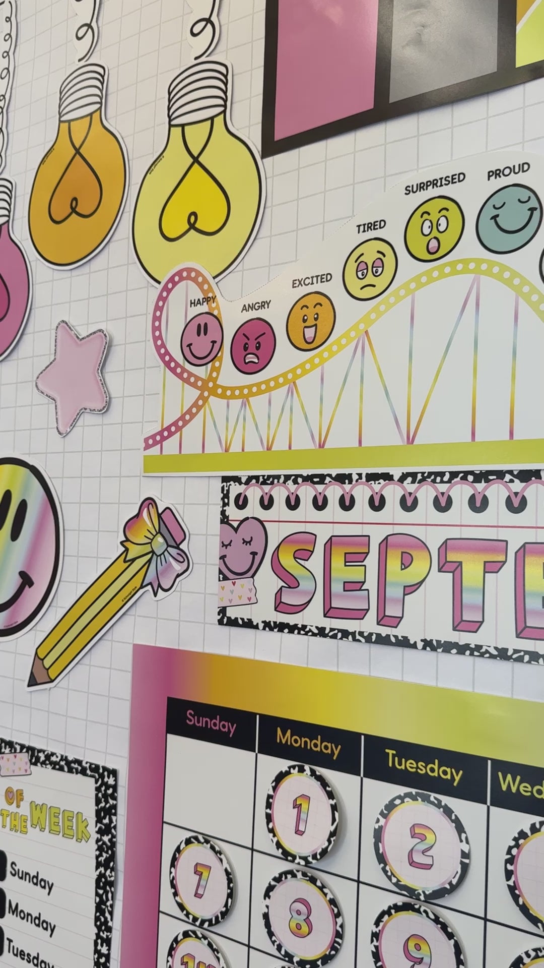 Rainbow pastel calendar topper emotional rollercoaster 