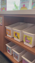 Load and play video in Gallery viewer, bright rainbow classroom library labels and posters 
