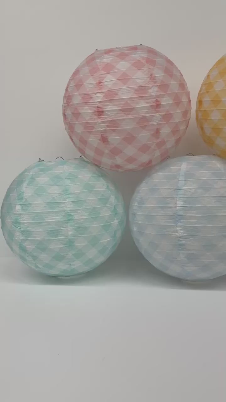 pastel gingham lanterns