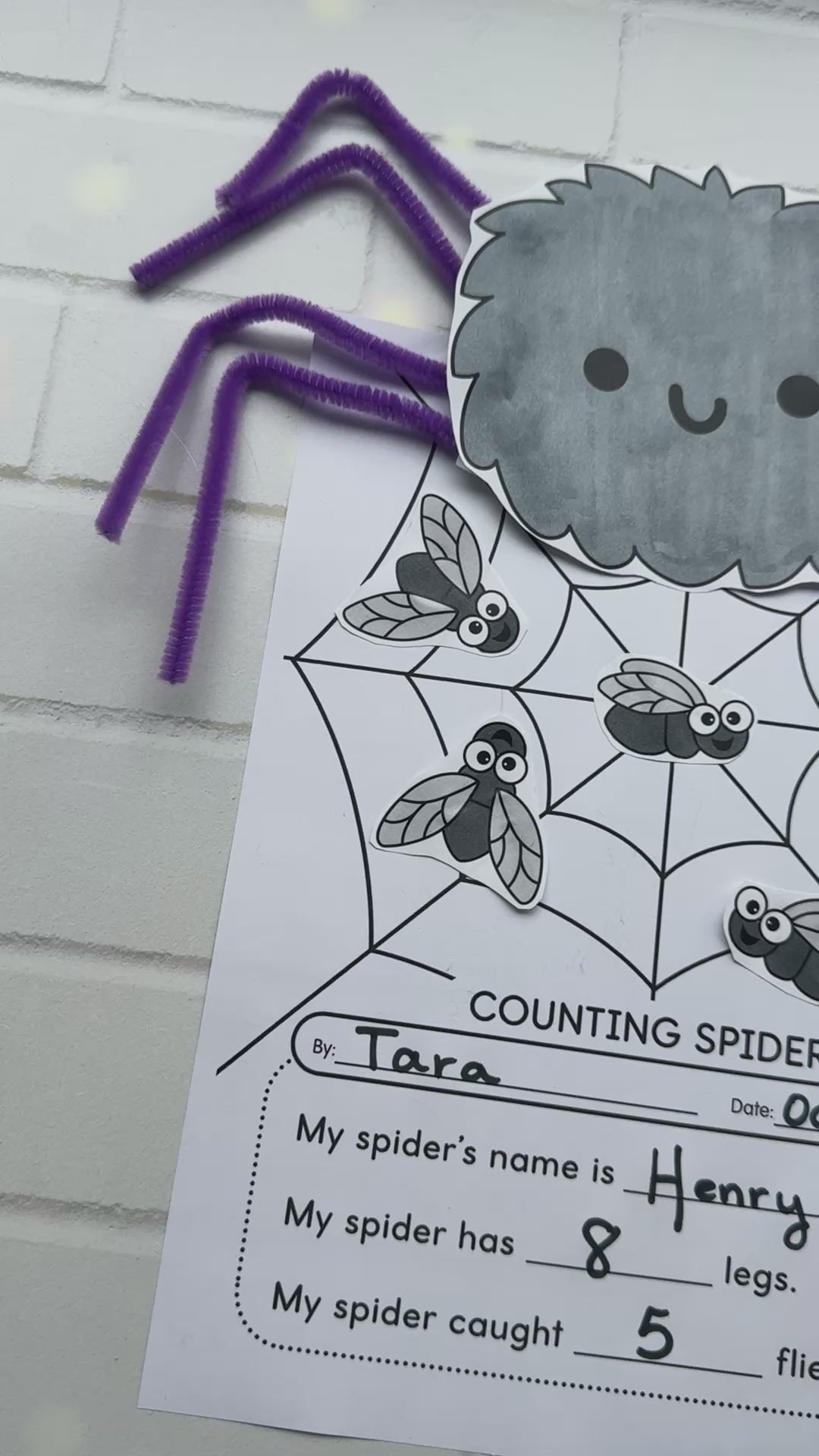 counting spider writing activity
