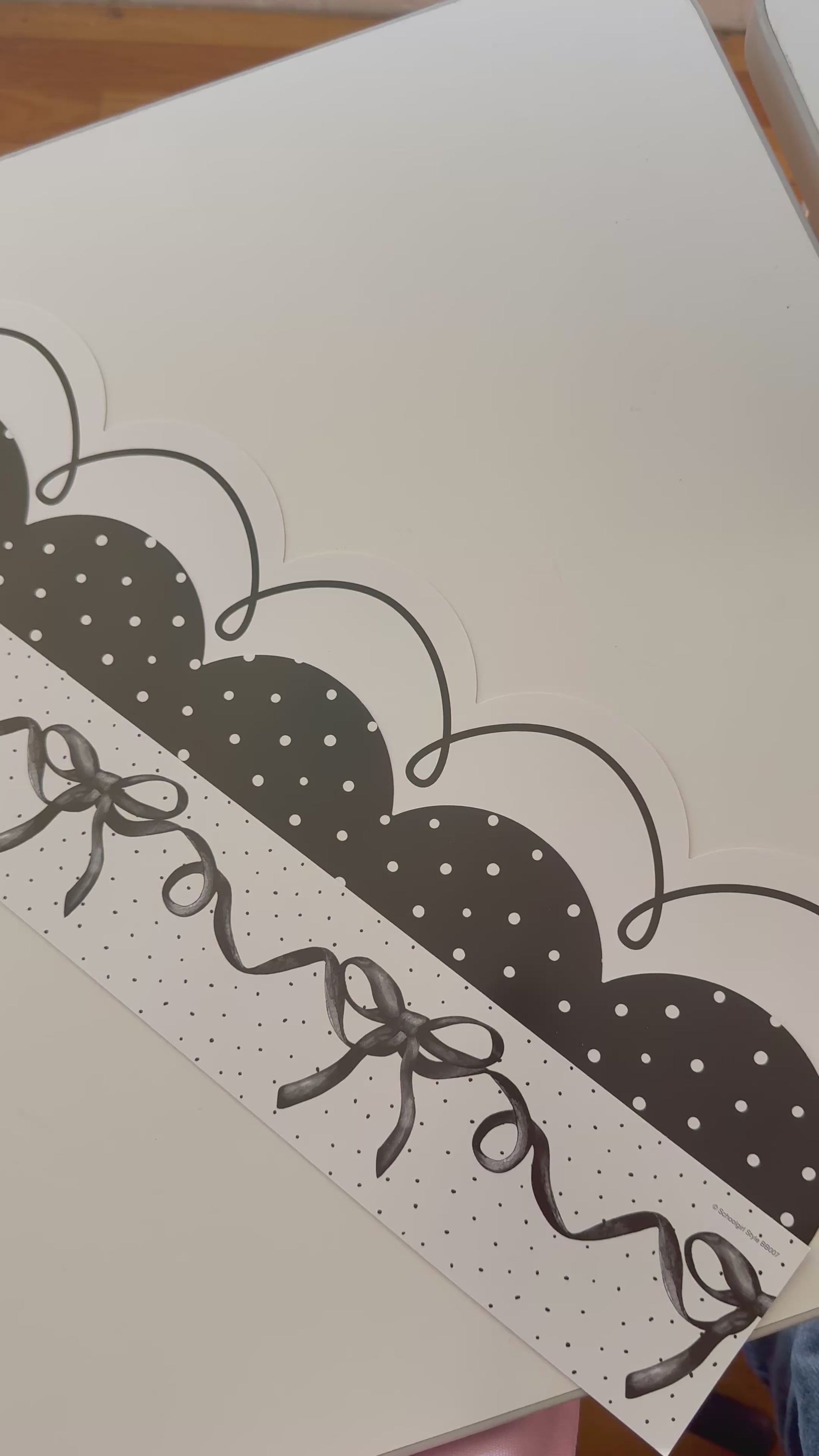 favorite white border, dainty dot black and white border, drama queen black bows and dots border