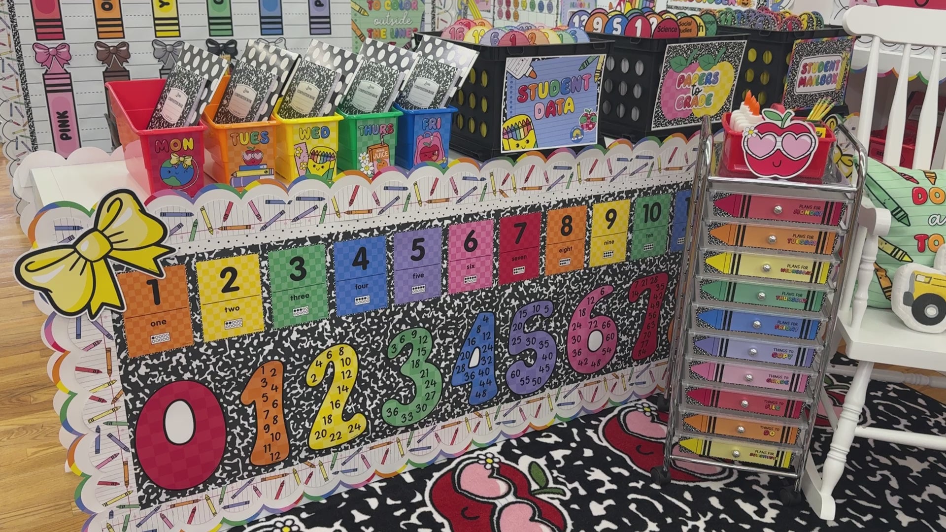 Bright rainbow 0-30 ten frames number card  