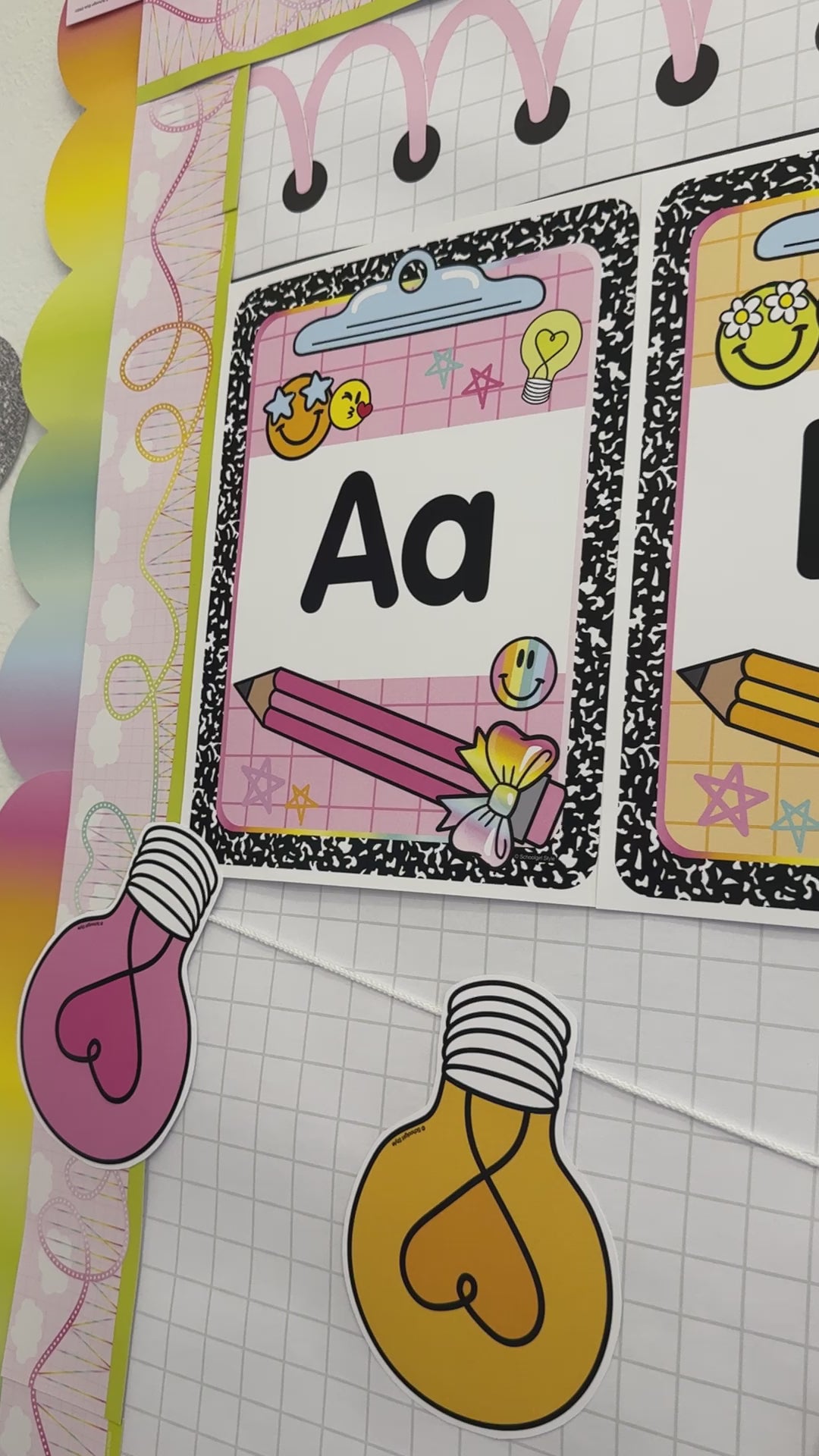 Rainbow Pastel clipboard manuscript alphabet posters 