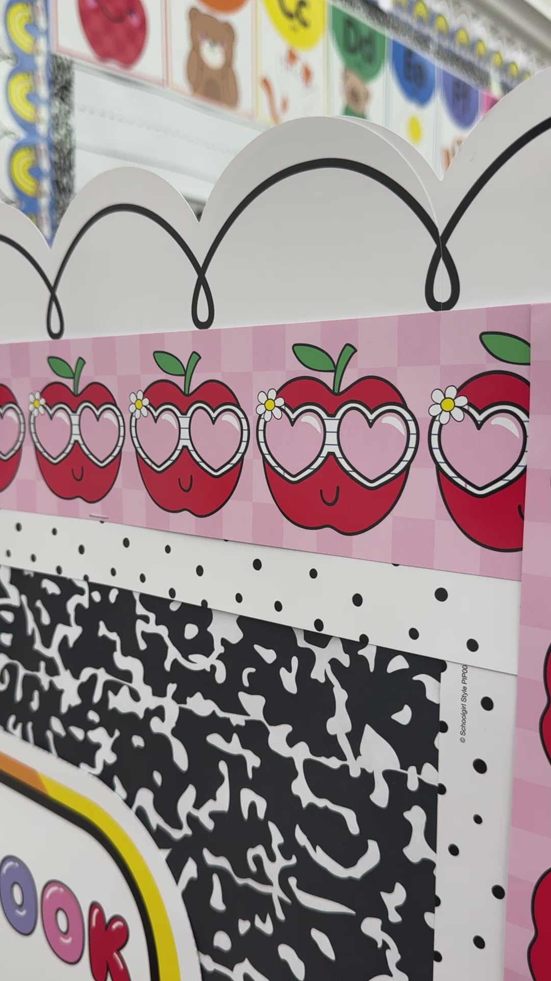 pink and red apples with sunglasses border 
