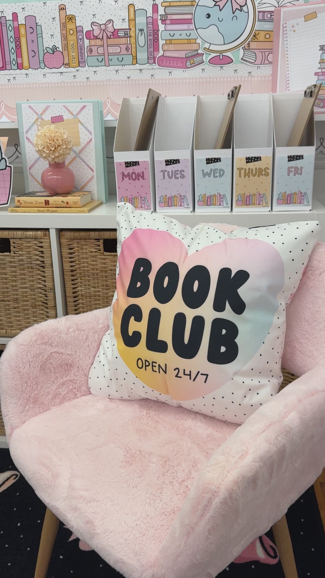 Boho pastel locker stickers with books