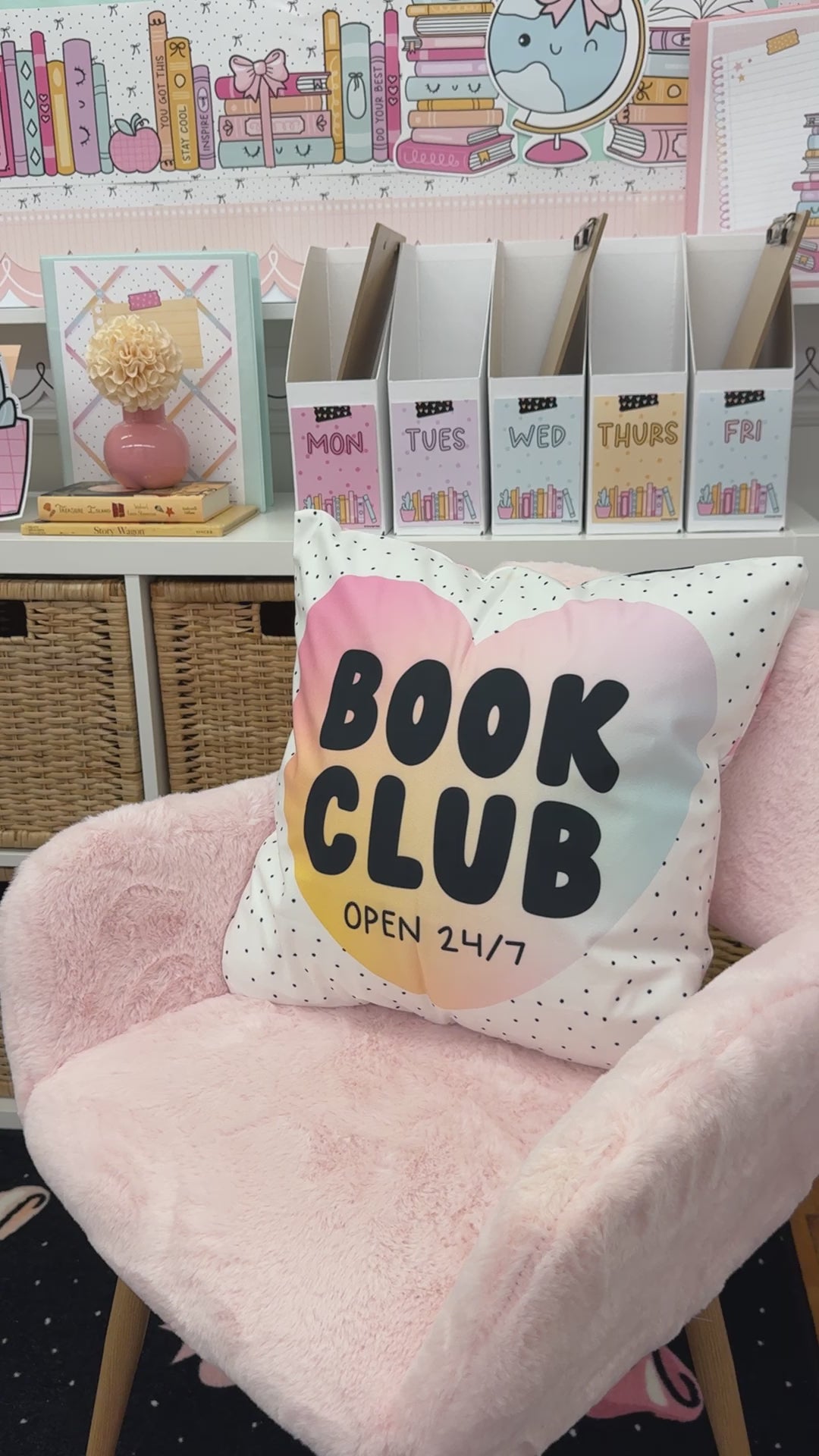 Boho pastel locker stickers with books