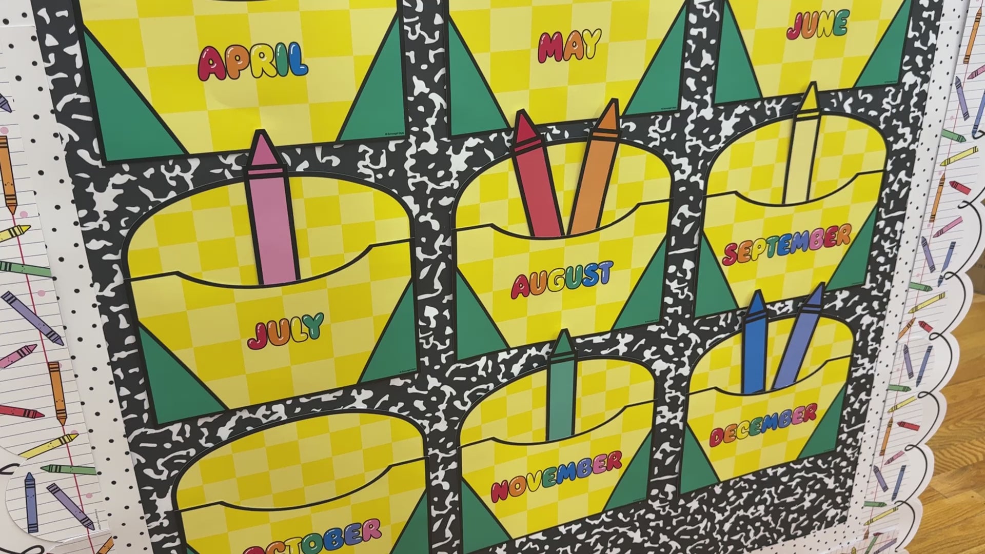 Bright rainbow crayon box birthday bulletin board set 