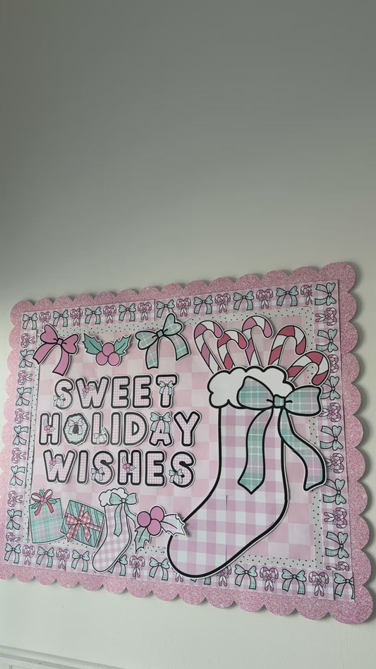 Printable Christmas Sweet Holiday Wishes Bulletin Board Set | Frosted School Days