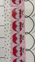 Load and play video in Gallery viewer, White and black polka dot border, pink and red apple with sunglasses border, favorite white border with black loop 
