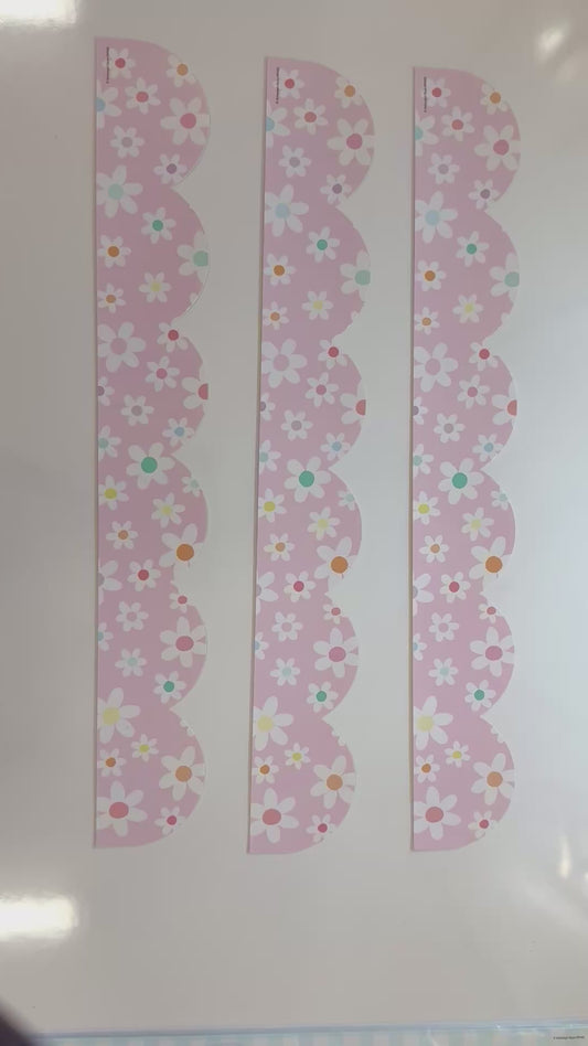 Pink pastel with white flowers border 