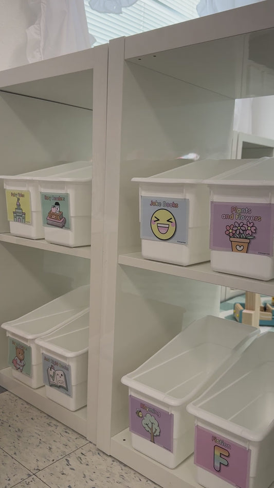 printable pastel classroom library labels and posters  