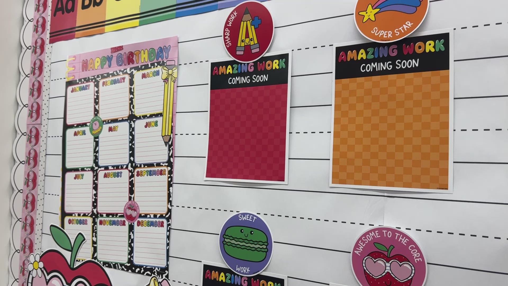 Printable bright rainbow student work display posters 