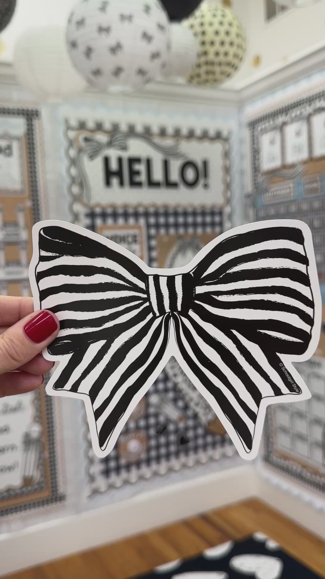 Classic Black and White Striped Bows Cutouts