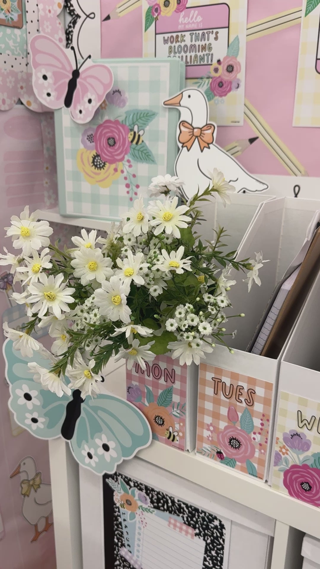 pastel gingham floral and bows daily bin labels 