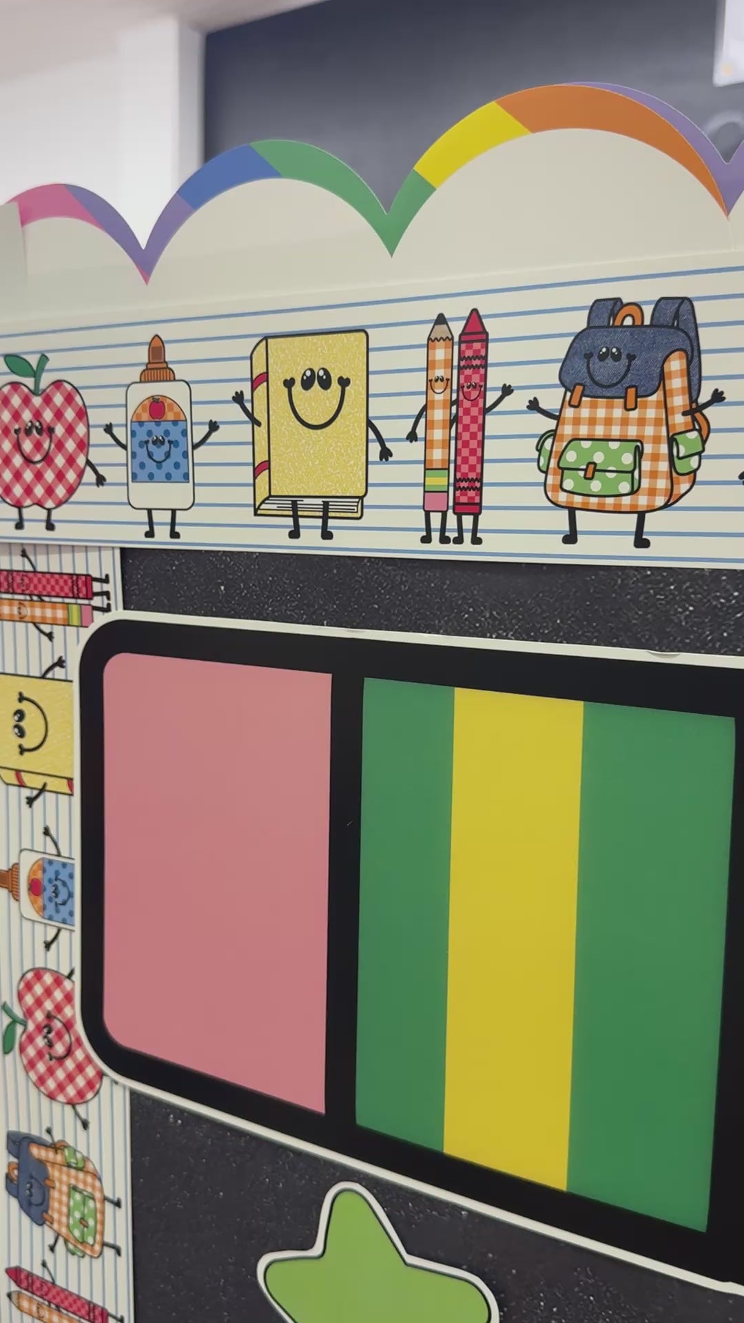 90s teacher retro school supply friends border