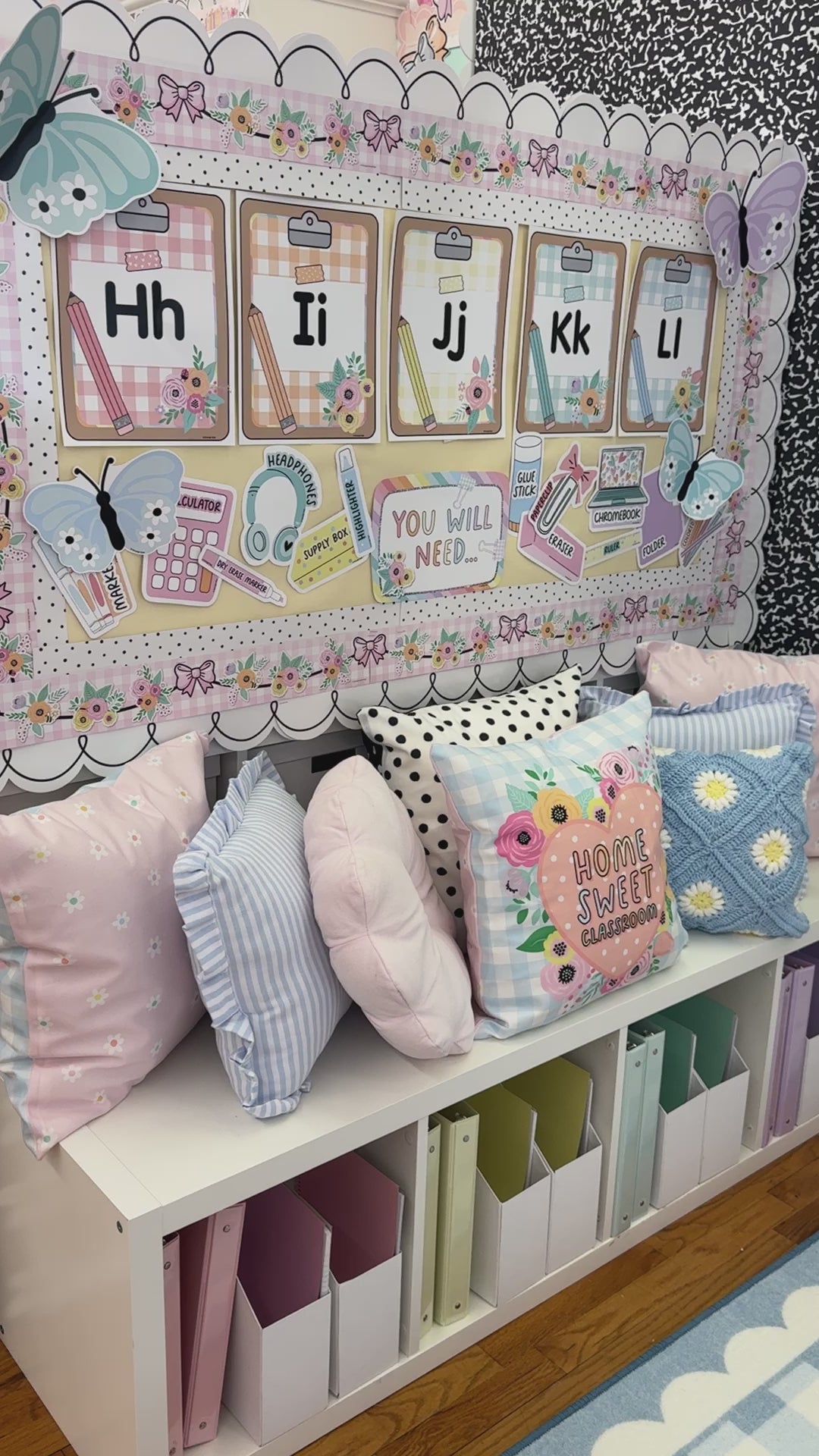 pretty in pastel home sweet classroom pastel pillow cover 