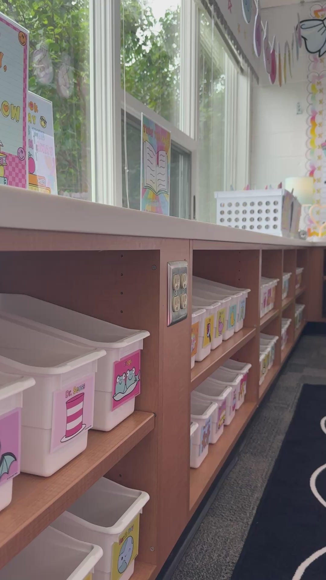 bright classroom library labels and posters 