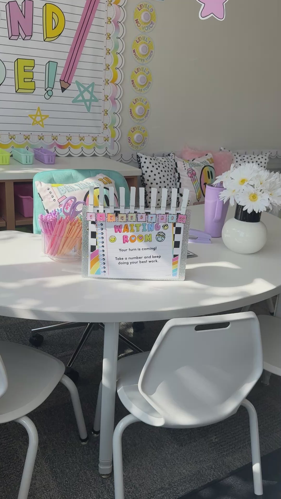 rainbow pastel teacher waiting room 