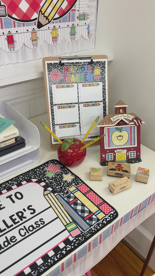90s teacher gingham apple cutout