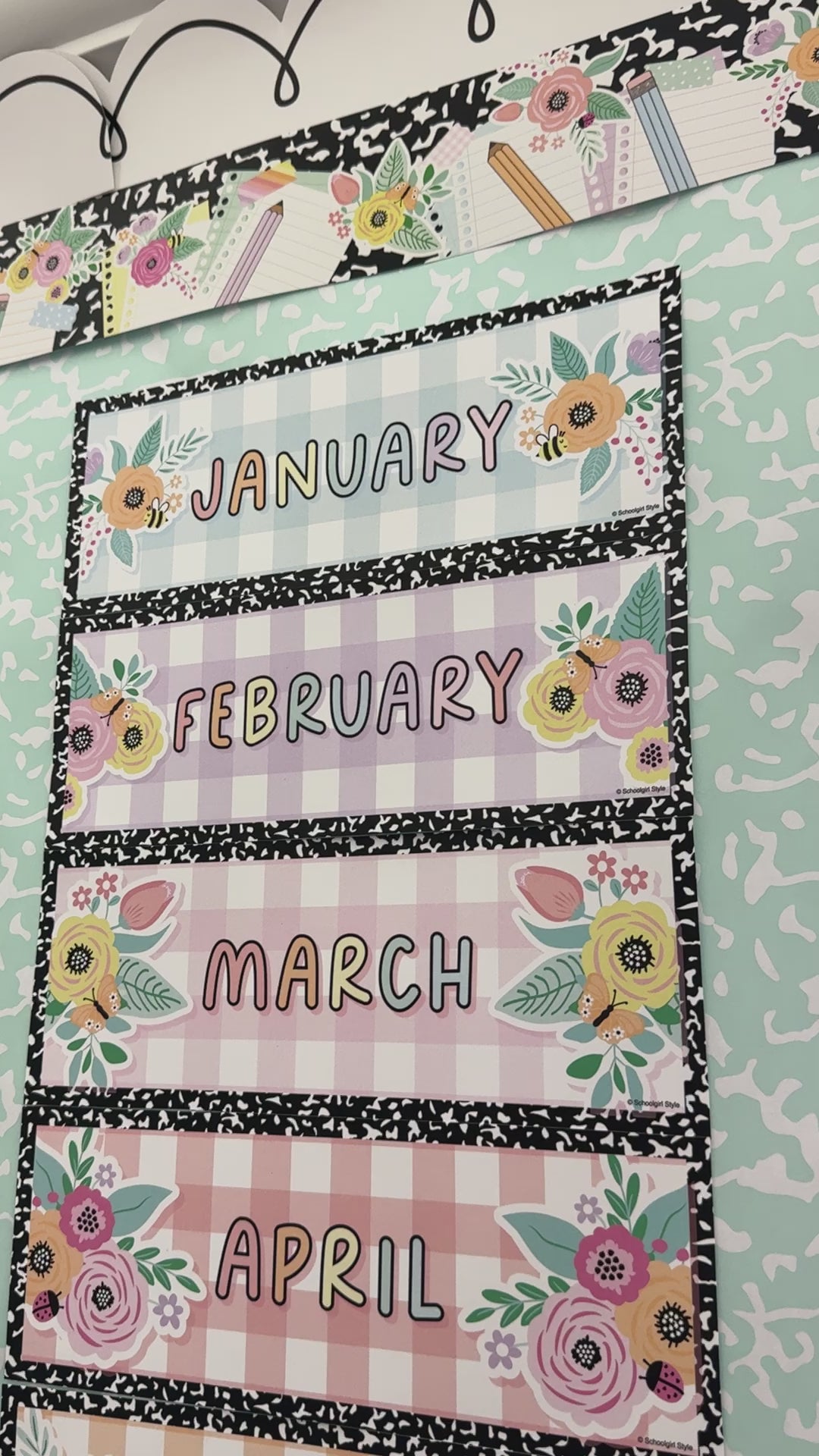 Pastel bulletin board calendar