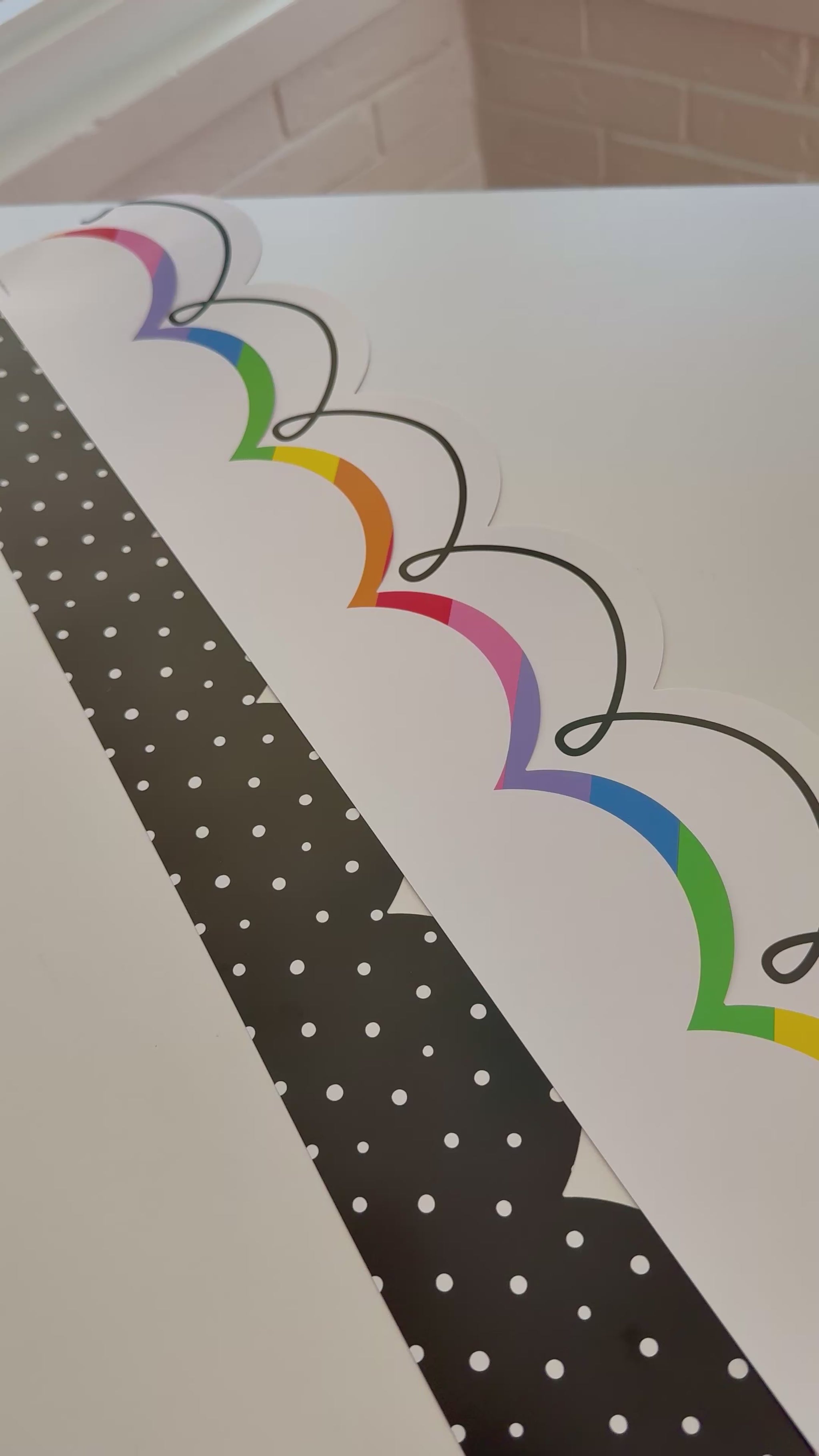 Favorite white border, dainty dot black and white border, oh happy day bright rainbow border 