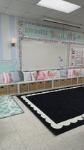 Load and play video in Gallery viewer, Black and white scallop classroom rug 
