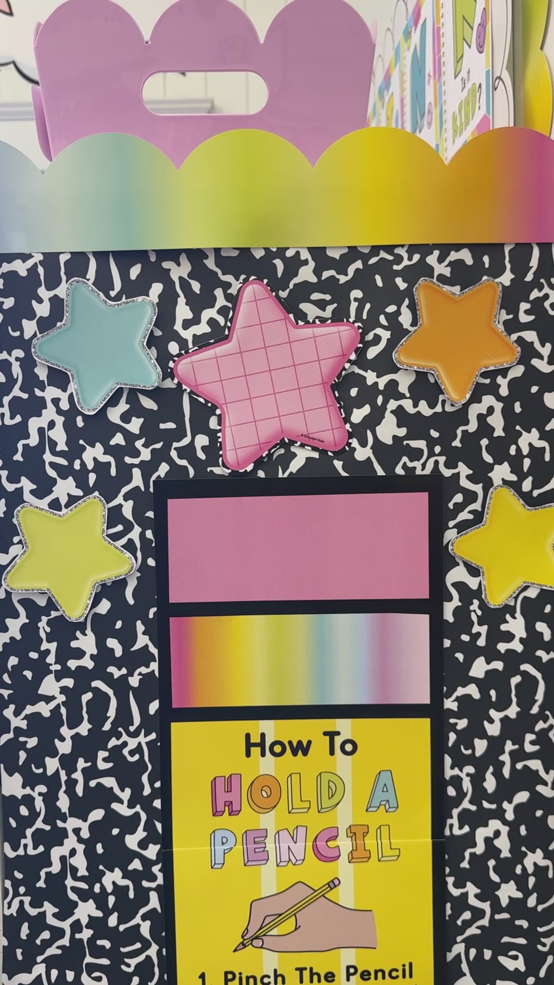 Rainbow pastel how to hold a pencil large statement piece 