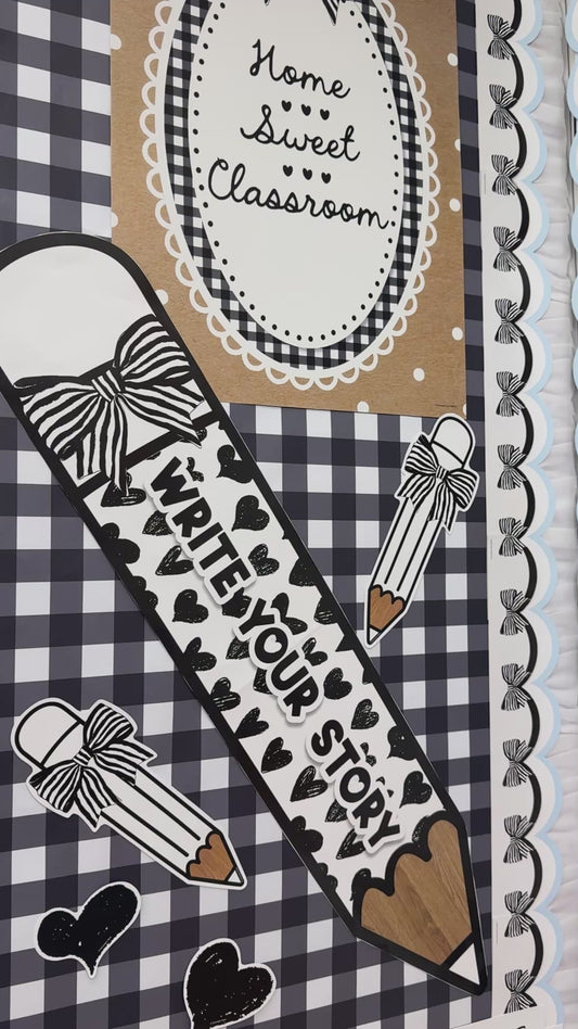 Classic Black and White Pencil Statement Piece | Simply Sweet