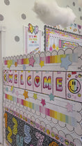 Load and play video in Gallery viewer, Rainbow pastel welcome bulletin board set 
