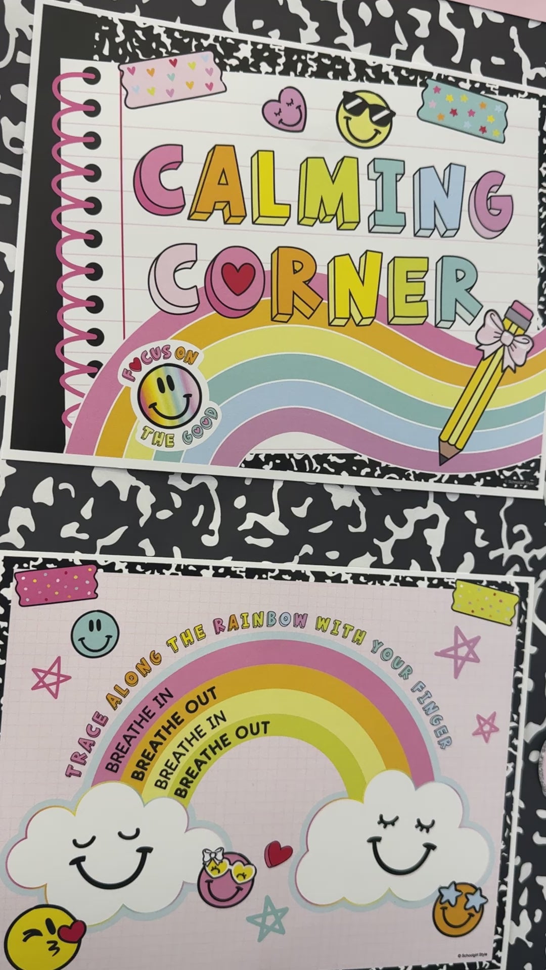 rainbow pastel calming corner bulletin board set 