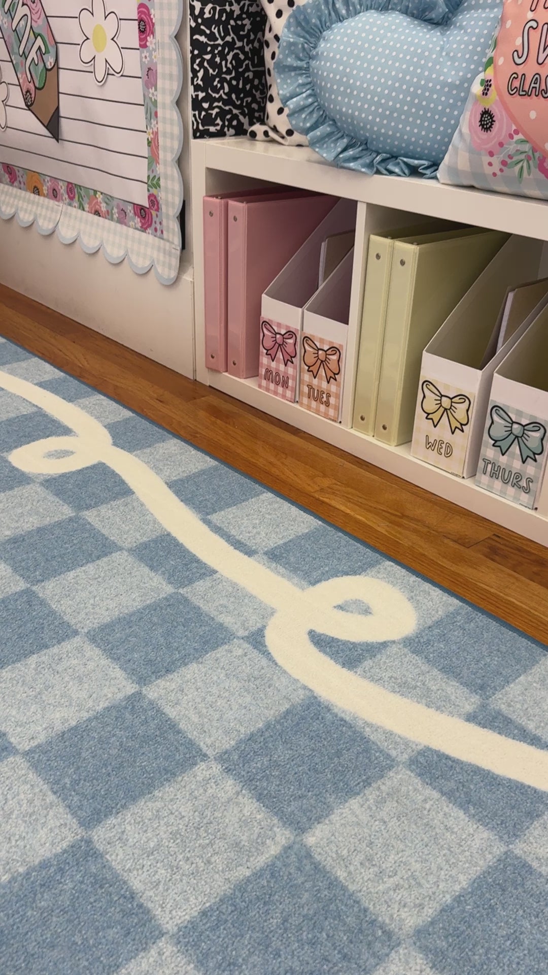 pastel gingham floral and bows daily bin labels 