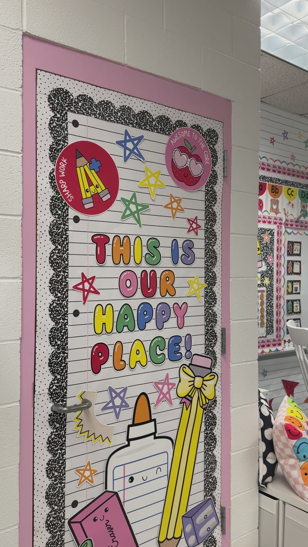 This Is Our Happy Place Bright Rainbow Classroom Door Decor | School Days
