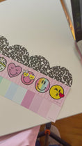 Load and play video in Gallery viewer, Senior year composition notebook border, let’s be friends smileys rainbow pastel border, candy stripes rainbow pastel border
