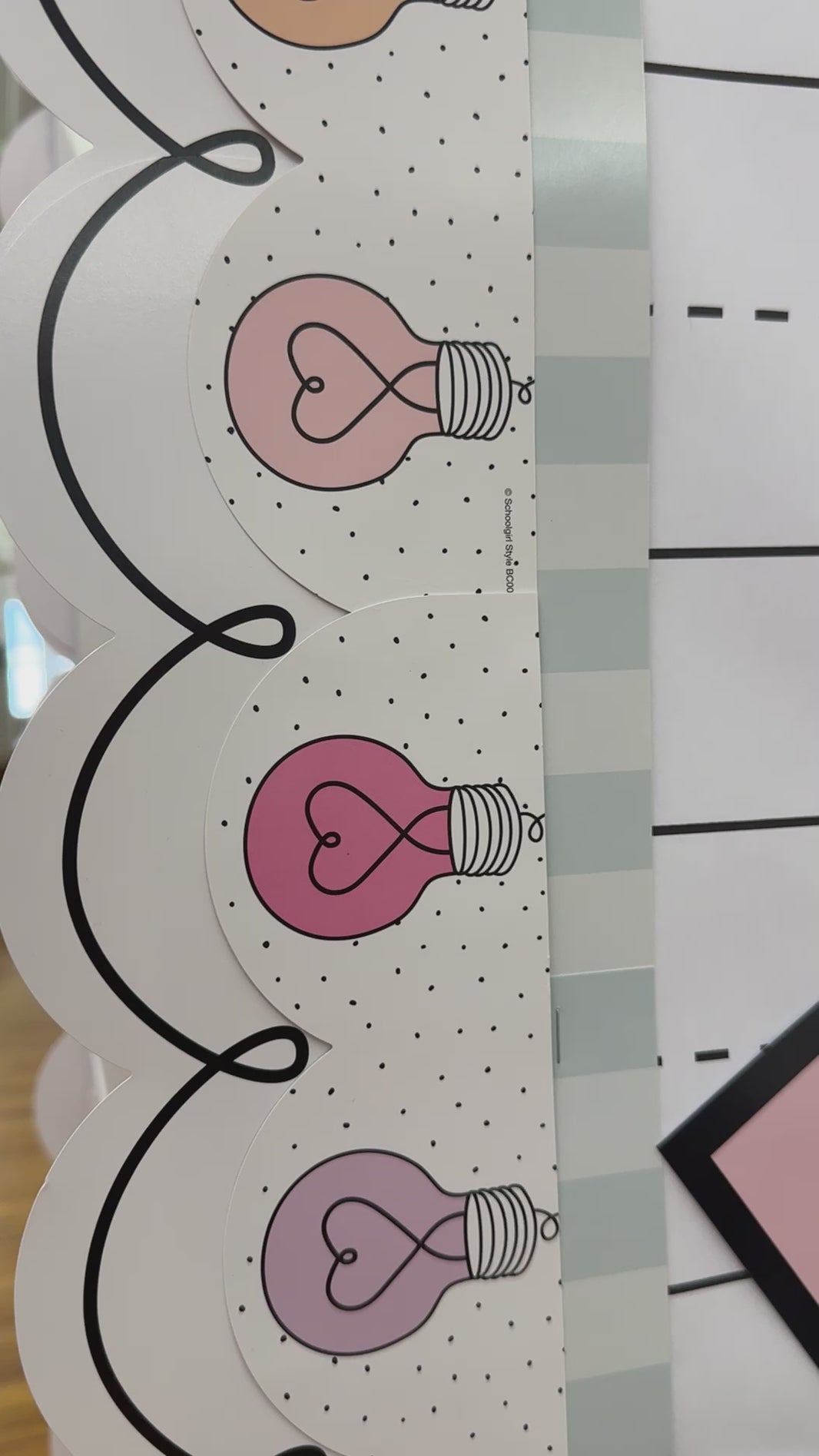 Frosted mint stripe, pastel lightbulb, and white with black loop border bundle 