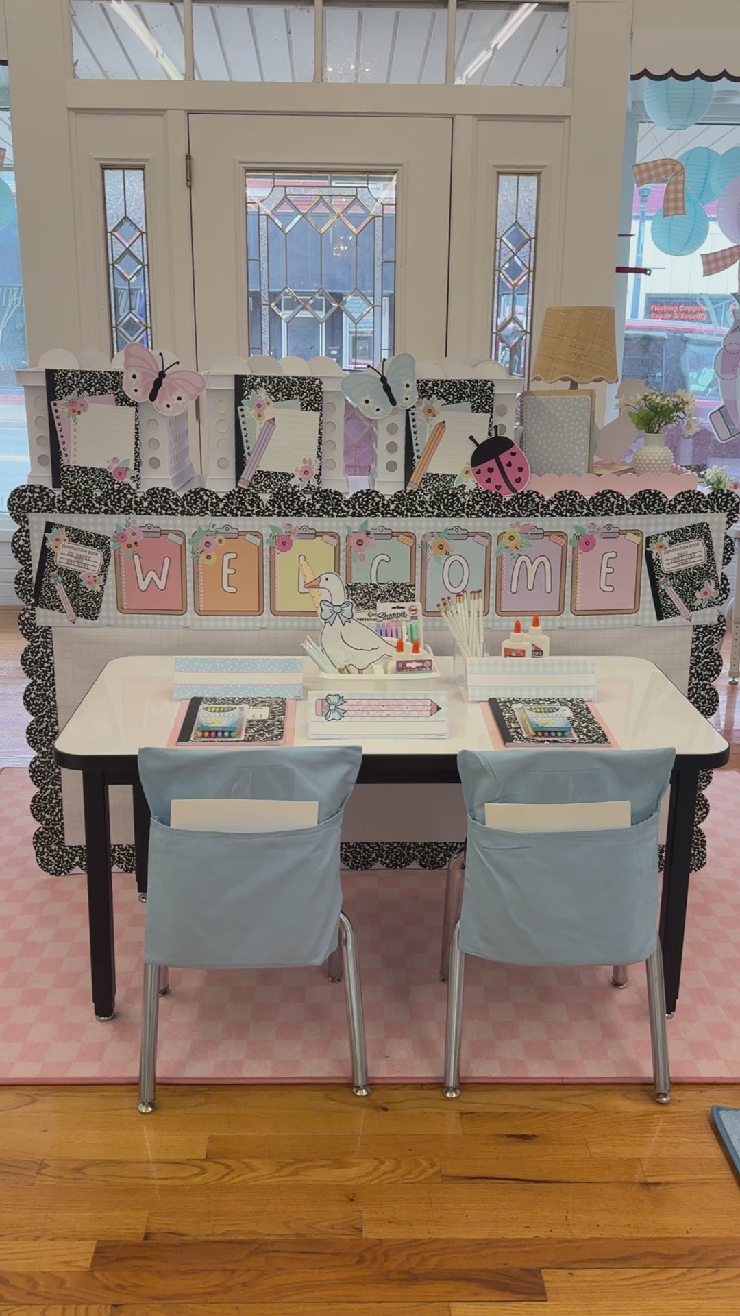 rainbow pastel welcome bulletin board set 