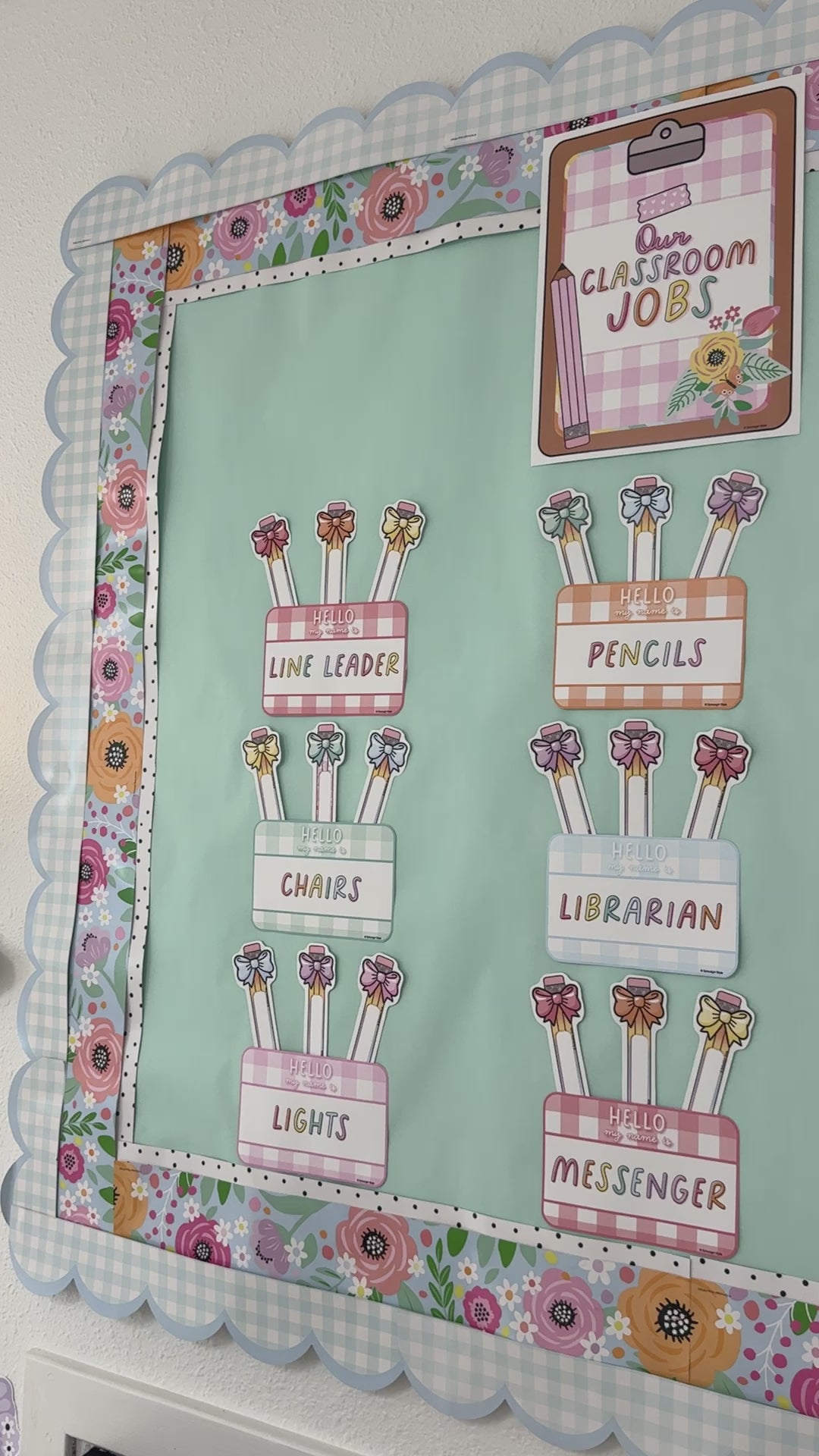 Pastel classroom jobs bulletin board set 