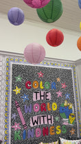 Load and play video in Gallery viewer, Color the world with kindness bright rainbow classroom headline 
