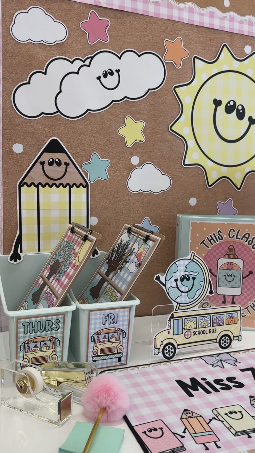 gingham pencil topper a year in pastel 