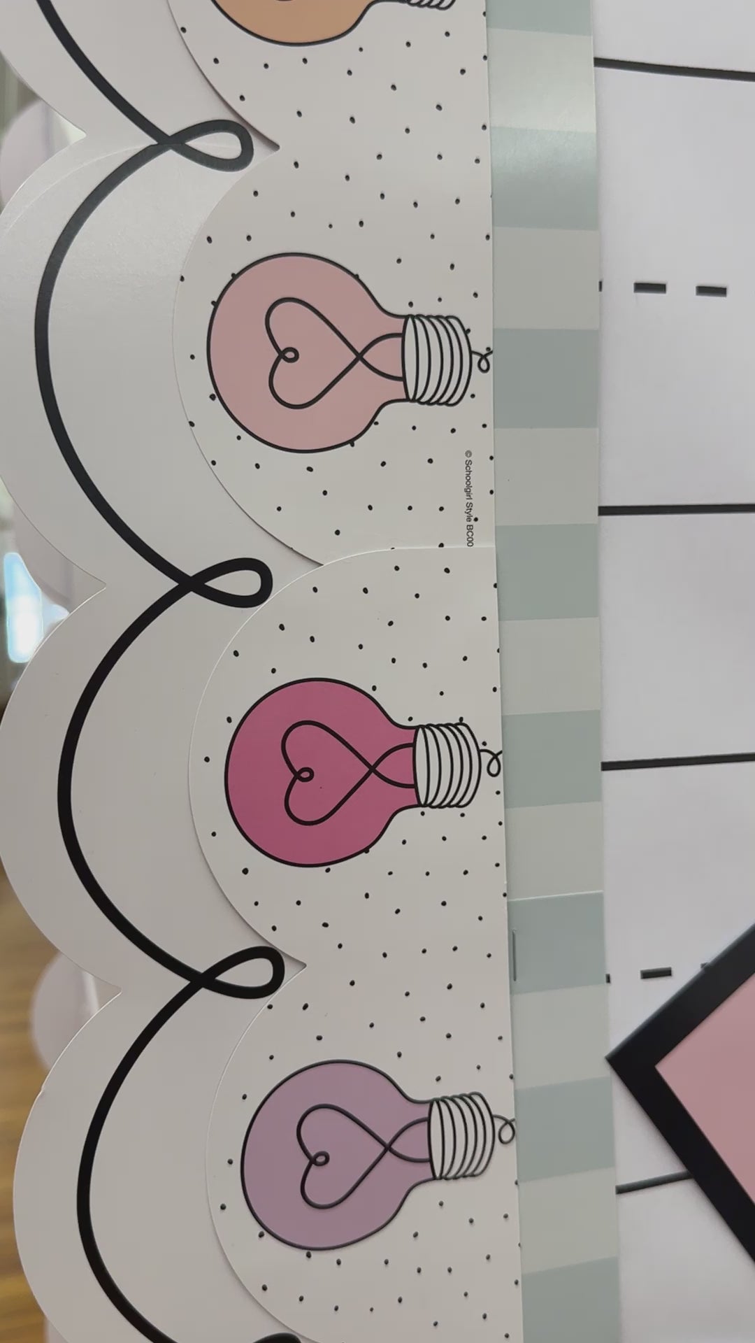 Boho pastel lightbulb with hearts and polka dots border 