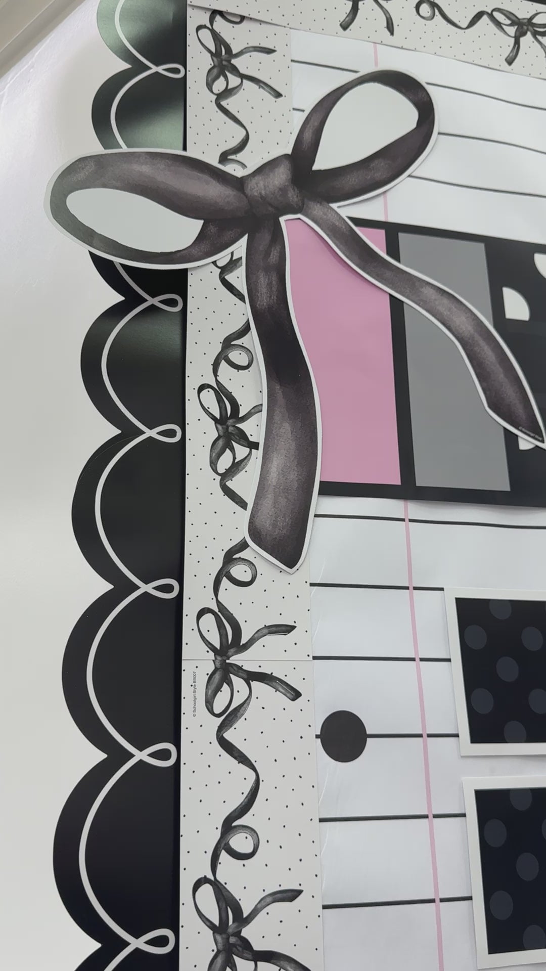 Black and white polka dot and bow border classroom