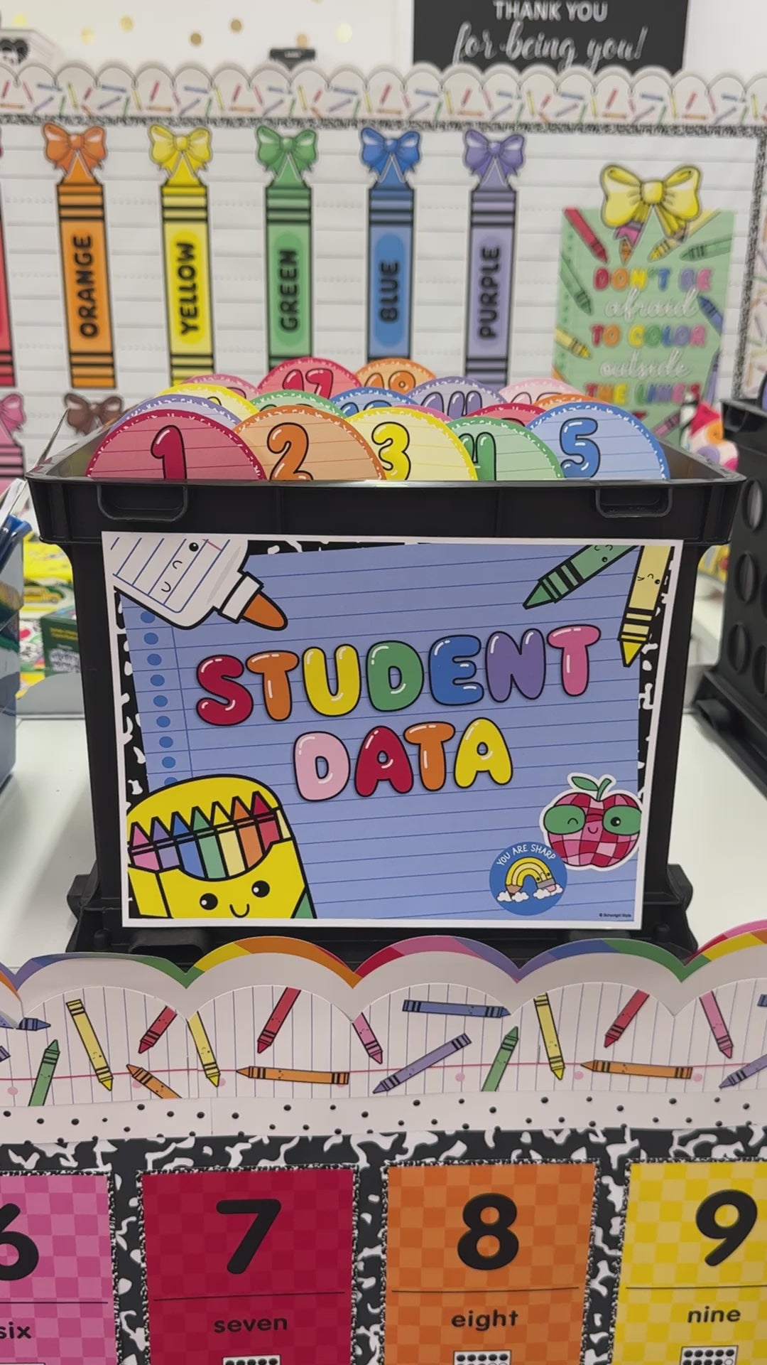Bright rainbow student data folder labels 