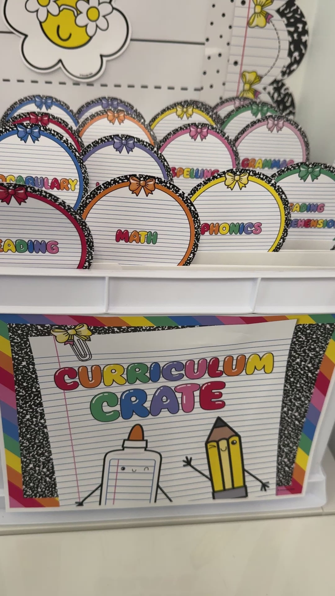 printable rainbow weekly prep bin 