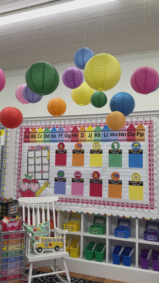 7 pack of bright rainbow lanterns