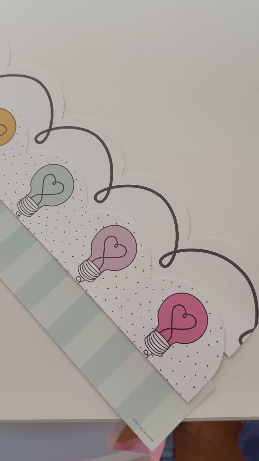 Favorite white border, bright ideas pastel light bulb border, frosted mint stripes border