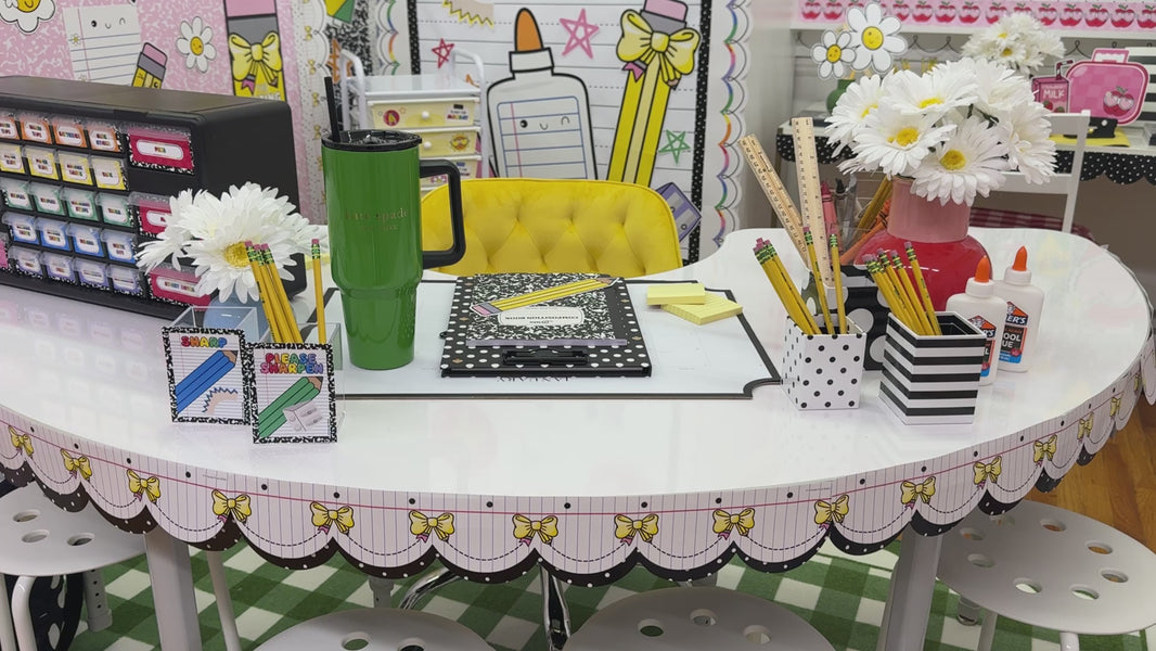 Giant yellow pencil bow cutout 