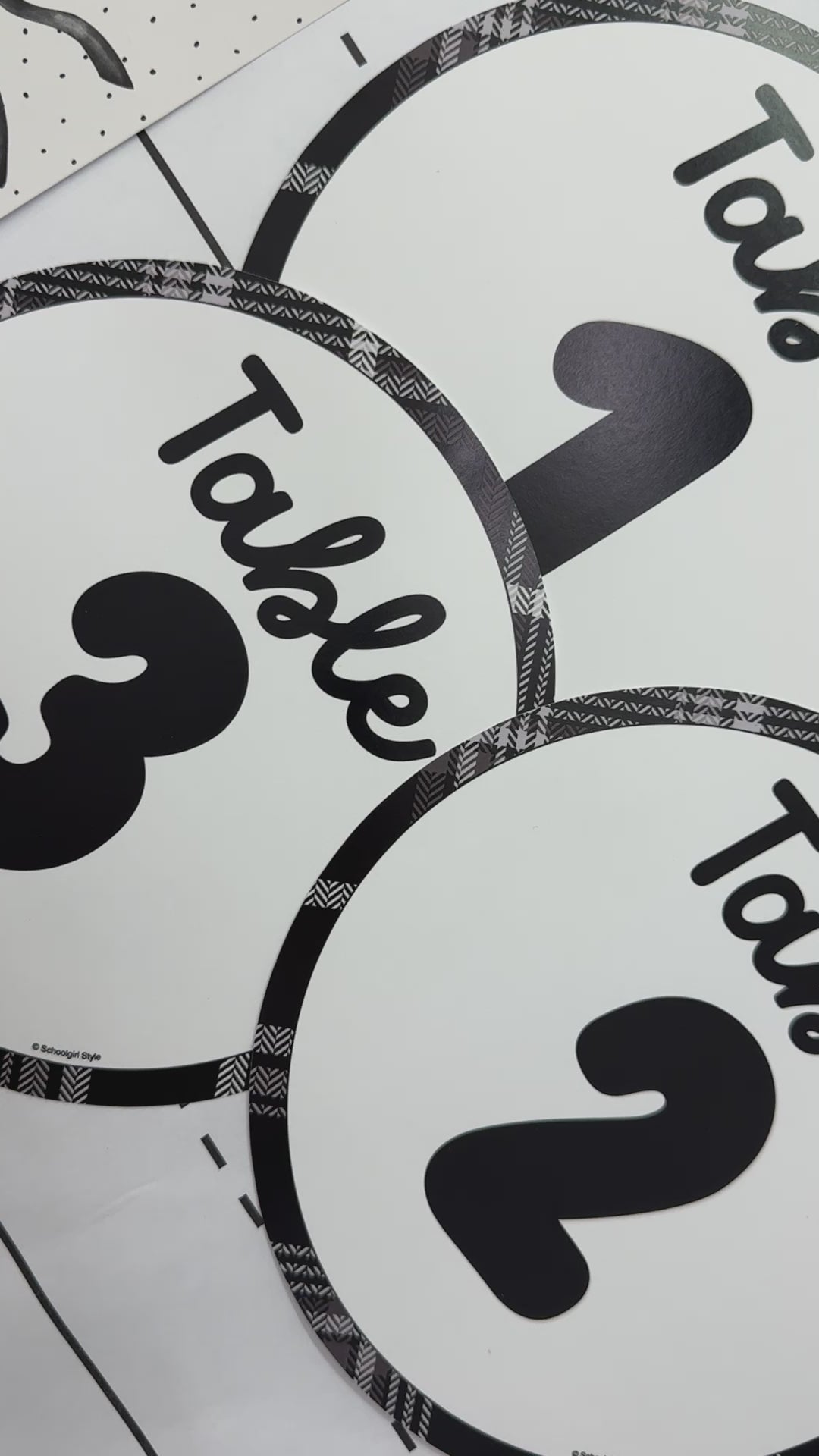 Black and white table numbers 