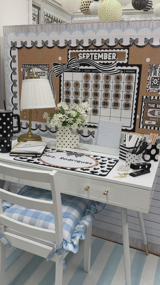 Classic Black and White Striped Bow Calendar Topper | Simply Sweet